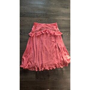 Lulus Swiss Dot Ruffle Skirt – Size Medium – Coral Pink